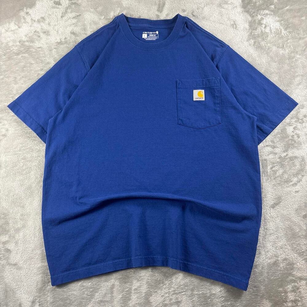 Carhartt Pocket T-Shirt Men’s Large Blue Loose Fit Workwear Short Sleeve